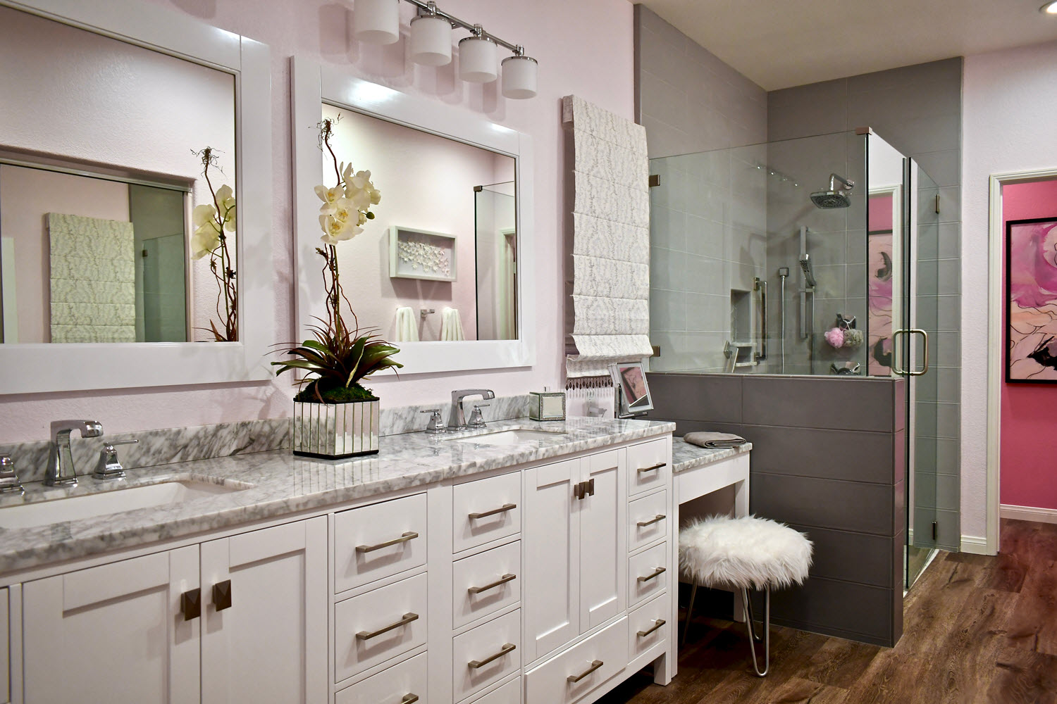 A Master Bedroom & Bath Get Pretty in Pink