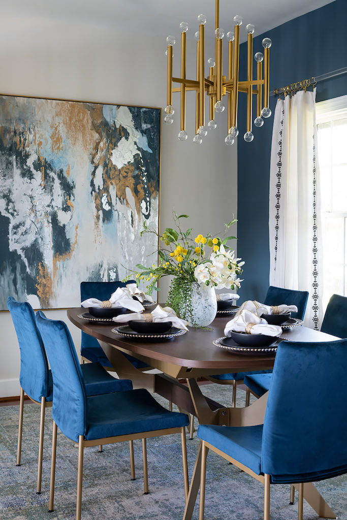 coastal color palette in dining room