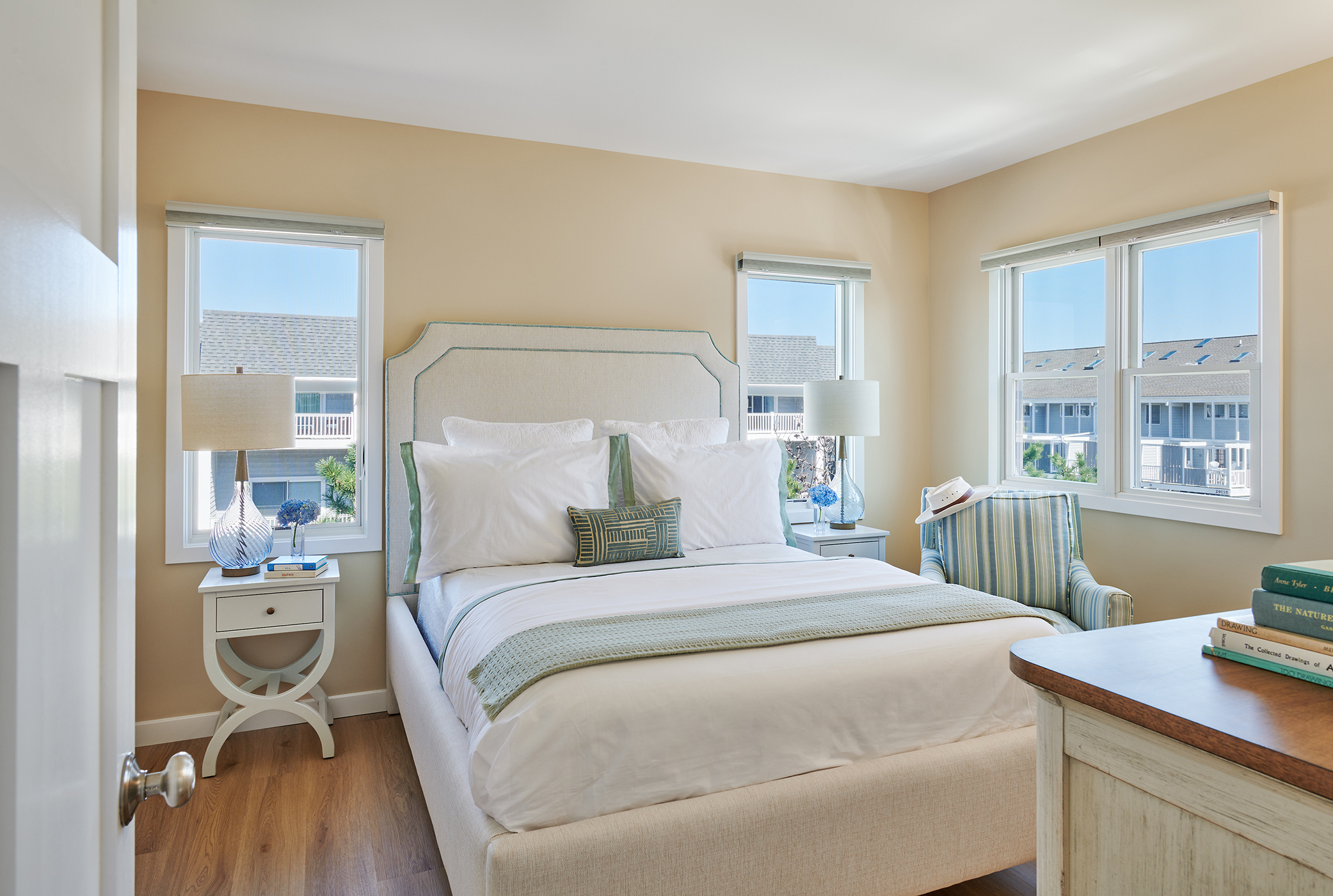 Deziner Tonie Interiors coastal bedroom interior design in South Palm Beach, FL.