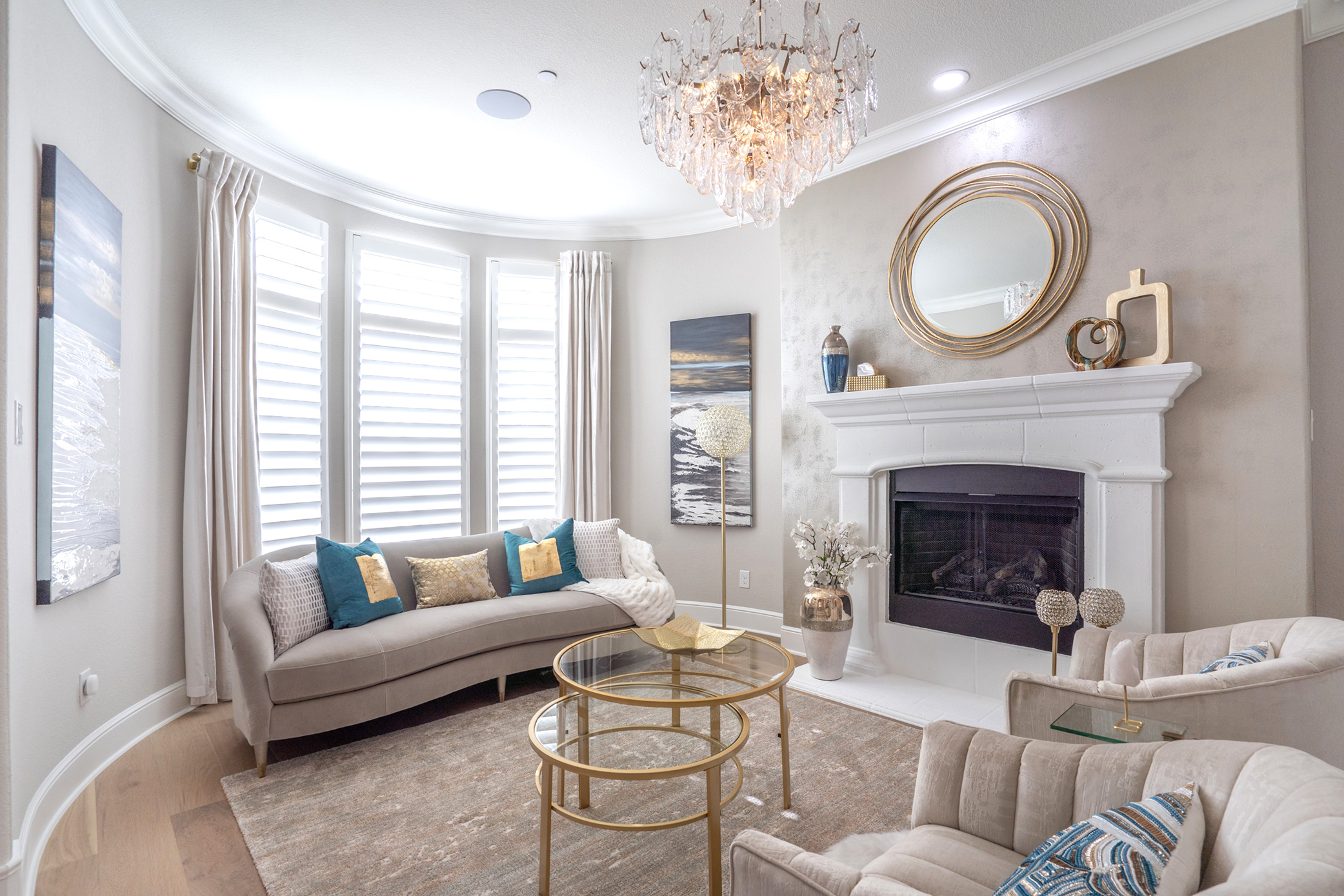 Deziner Tonie professionally designed luxury living room in Palm Beach Polo & Country Club.